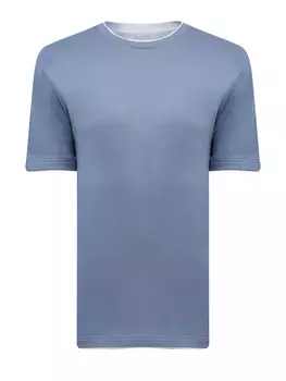 Футболка из гладкого хлопка джерси с контрастной окантовкой