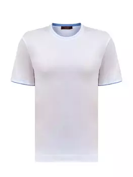 Футболка из гладкого хлопка, шелка и тенселя с окантовкой