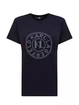 Футболка из хлопка джерси с декором K/Monogram из стразов