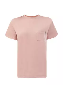 Футболка из хлопка джерси с накладным карманом и цепочками