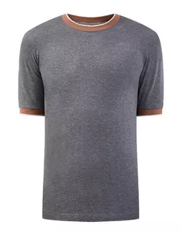 Футболка из хлопка джерси с отделкой в полоску