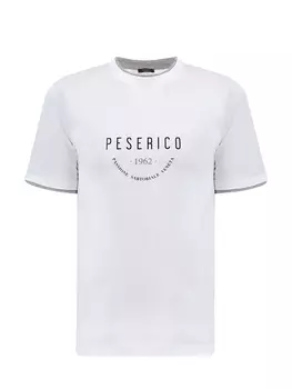 Футболка из хлопка джерси с принтом и контрастным кантом