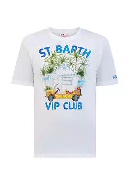 Футболка из хлопкового джерси с принтом и вышитым логотипом