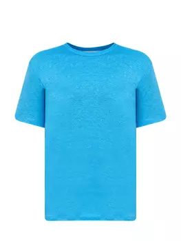 Футболка из легкого льняного джерси с вышитым логотипом