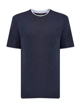 Футболка из меланжевого хлопка джерси с контрастным кантом