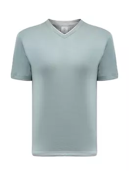 Футболка из мягкого джерси с V-образным вырезом и двойным кантом