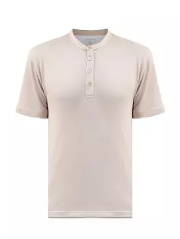 Футболка из мягкого хлопка с окантовкой и застежкой на пуговицы