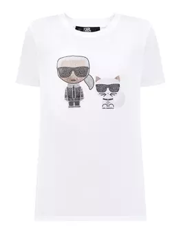 Футболка Karl &amp; Choupette с мерцающими стразами