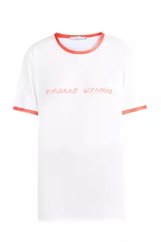 Футболка oversize-кроя с контрастной отделкой и вышивкой