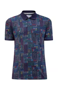 Футболка-поло из эластичного хлопка с принтом в стиле леттеринг