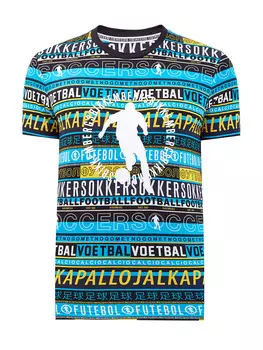 Футболка с ярким принтом-леттеринг и аппликацией Soccer