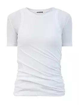 Футболка с топом из хлопкового джерси с мягкой драпировкой