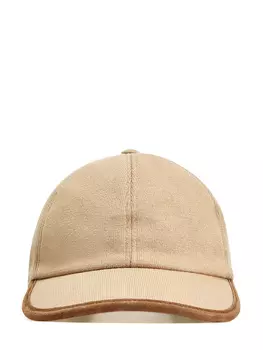 Хлопковая бейсболка с литой деталью и отделкой из замши
