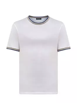 Хлопковая футболка с двойным контрастным кантом из трикотажа