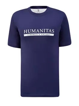 Хлопковая футболка с сезонным принтом Humanitas