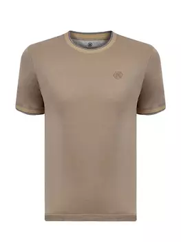 Хлопковая футболка с трикотажной отделкой и вышитым логотипом