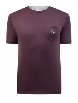 Хлопковая футболка с вышитой монограммой и двойной окантовкой