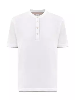 Хлопковая футболка с застежкой на пуговицы и двойной окантовкой