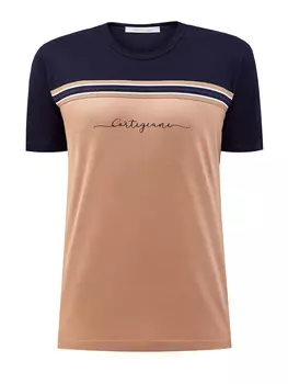 Хлопковая футболка в стиле colorblock с принтом