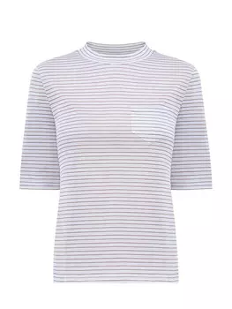 Хлопковая футболка в тонкую полоску с деталью Punto Luce