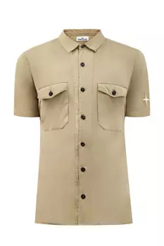Хлопковая рубашка из легкого муслина с короткими рукавами
