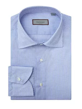 Хлопковая рубашка с клетчатым принтом в синей гамме