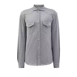 Хлопковая рубашка с объемными швами и меланжевым эффектом