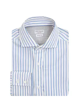 Хлопковая рубашка с принтом в тонкую полоску