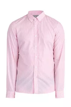 Хлопковая рубашка с узором в виде вертикальных полос розового цвета