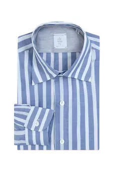 Хлопковая рубашка с волокнами льна и принтом в полоску