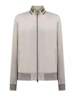 Хлопковая толстовка-бомбер ручной работы с отделкой в полоску