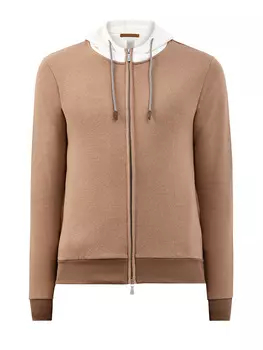 Хлопковая толстовка с контрастным капюшоном на кулиске