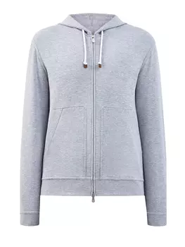 Хлопковая толстовка в спортивном стиле из меланжевого футера