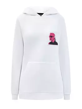 Хлопковое худи из гладкого футера с принтом Karl Legend