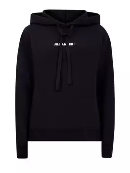 Хлопковое худи с контрастным принтом и капюшоном на кулиске