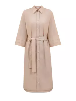 Хлопковое платье-рубашка с поясом и ювелирными цепочками