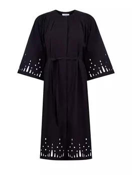 Хлопковое платье с декором Broderie Anglaise и поясом в тон