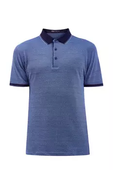 Хлопковое поло из мягкой пряжи с контрастной отделкой и микро-принтом
