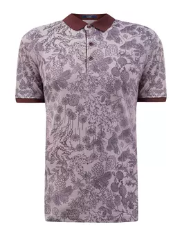 Хлопковое поло с принтом и контрастными деталями