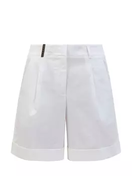 Хлопковые бермуды с фактурными защипами и отворотами