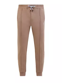 Хлопковые брюки-джоггеры с поясом на кулиске и логотипом