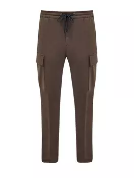 Хлопковые брюки с карманами-карго и поясом на кулиске