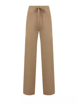 Хлопковые брюки с мерцающей нитью ламе и поясом на кулиске