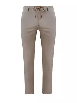 Хлопковые брюки с поясом на кулиске и эластичными вставками