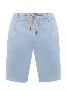 Хлопковые шорты с эластичными вставками в полоску и кулиской