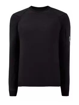 Хлопковый джемпер с фактурной прострочкой и линзой на рукаве