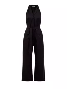 Хлопковый комбинезон c V-образным вырезом и поясом в тон