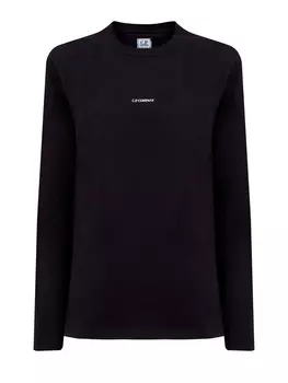 Хлопковый лонгслив из джерси с контрастным логотипом