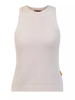 Хлопковый топ-халтер с отделкой английской вязки и нашивкой