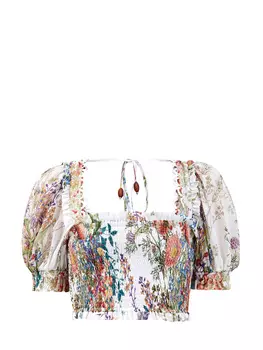 Хлопковый топ Judy Botanic с объемными рукавами